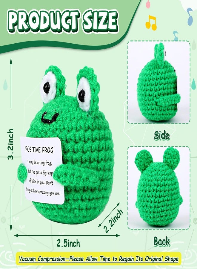 JULEASEL Mini Funny Positive Frog Emotional Crochet Animals Knitted Doll with Positive Card for Coworkers Best Friend Encouragement Funny Gifts for Women Men Xmas Party Decor - Image 5